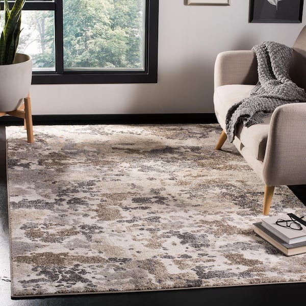 Spirit Taupe/Ivory 8 ft. x 10 ft. Floral Area Rug