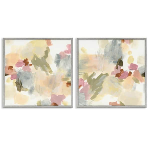 Stupell Industries Restless Abstract Splotches by June Erica Vess 2 Pieces Gray Framed Abstract Giclee Art Print 24 in. x 24 in.