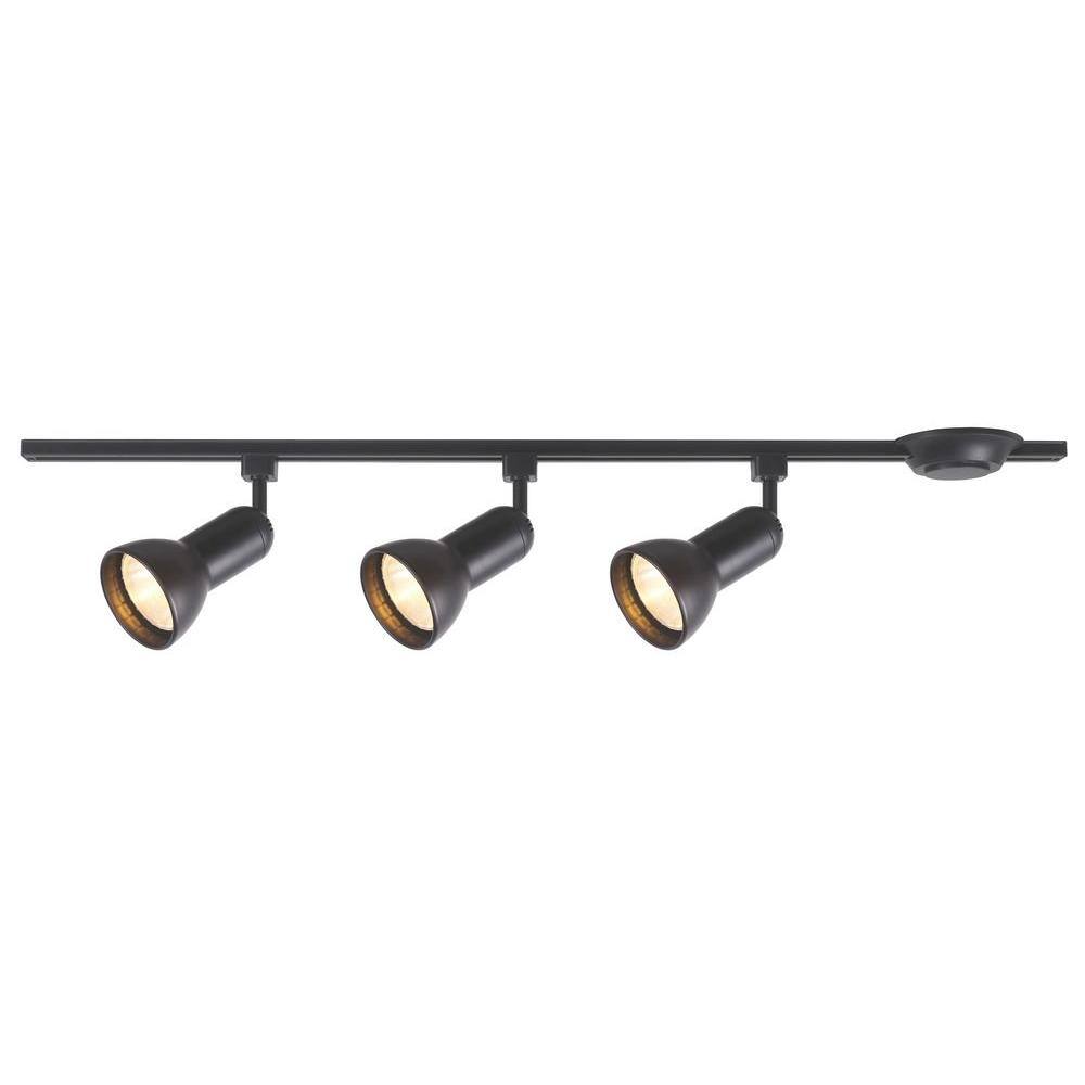 3-Light R30/PAR30 Black Linear Track Lighting Step Head Kit