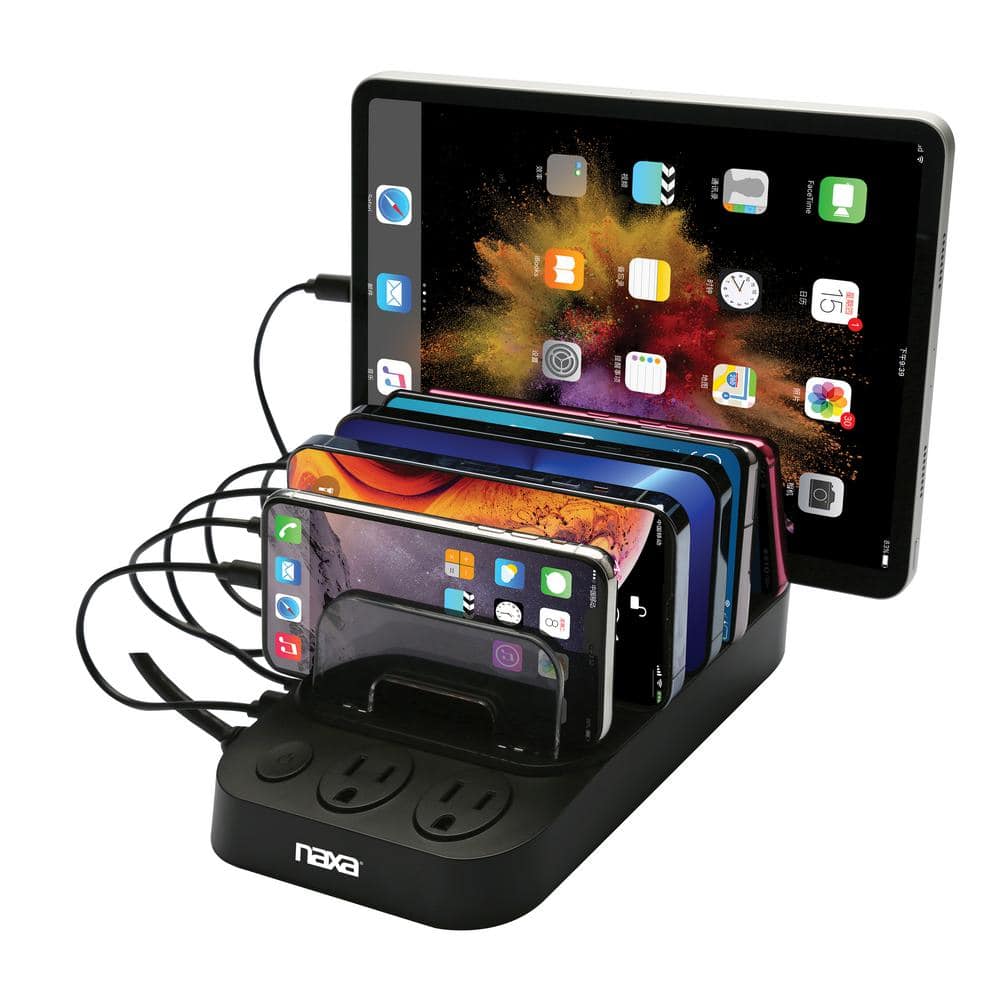 USB Charger USB Charging Station with Rapid Charging Auto Detect Technology  Safety Guaranteed 10-Port Family-Sized Smart USB Ports for Multiple Devices  Smart Phone Tablet Laptop Computer 