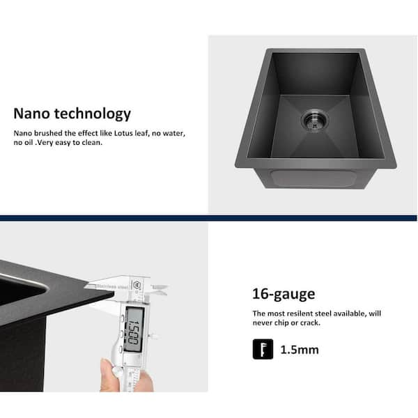 Nano Single Black Kitchen Sink Modern Household 304 Stainless