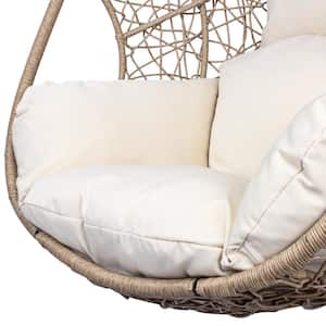 36.2 in. 1-Person Brown Wicker Patio Swing with Egg Design and Base Frame