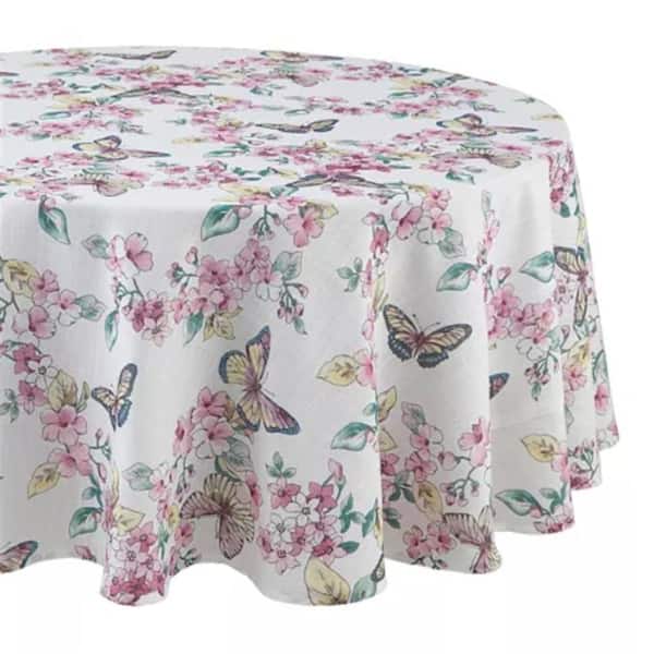Lenox Butterfly Meadow Floral Tablecloth, Multicolor - 70"W x 70"L Round