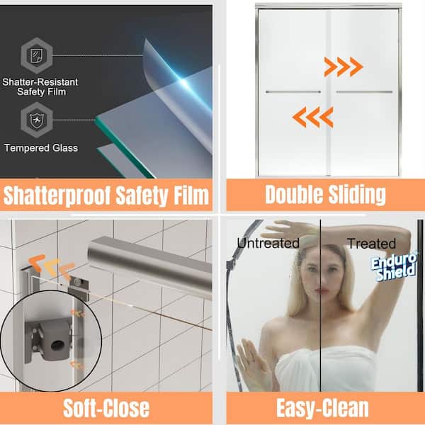 TOOLKISS 56 in. - 60 in. W x 72 in. H Sliding Framed Shower Door