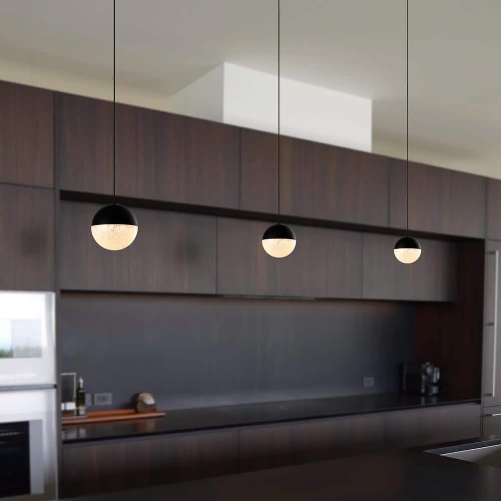 Matte Black Glass LED Jar Pendant Light