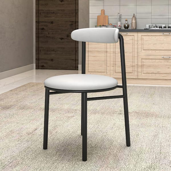 Leisuremod Upholstered Dining Chair in Polyester with Powder-Coated Steel Legs Lume Set of 2 in Grey