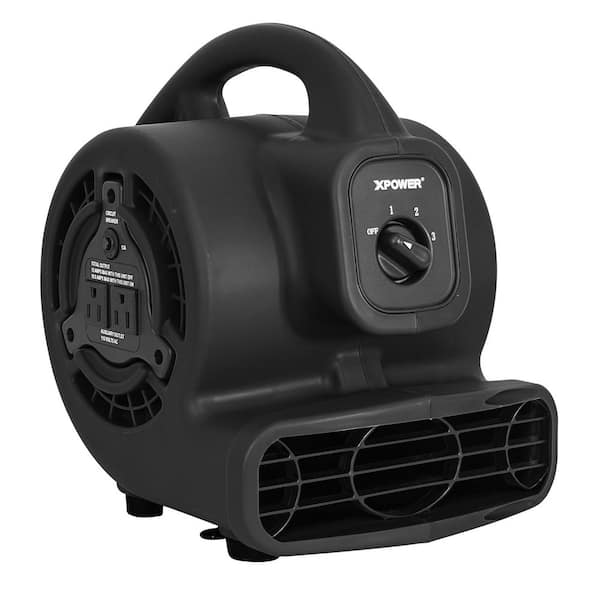 600 CFM 3-Speed Multi-Purpose Mini Mighty Air Mover Utility Blower Fan with Power Outlets