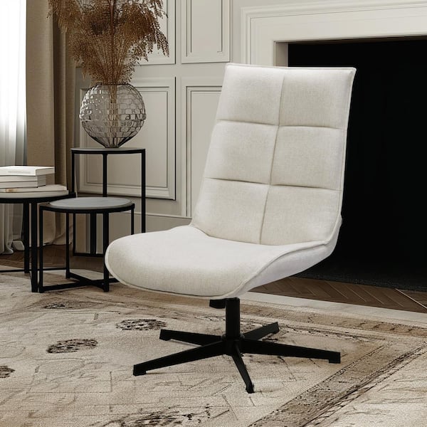 Homy Casa LUCKS Biscuit Beige Swivel Accent Chair with Metal Frame and Ergonomic Design for Living Room