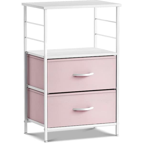 Sorbus 2-Drawer Pink Nightstand 33.75 in. H x 21.62 in. W x 11.75 in. D