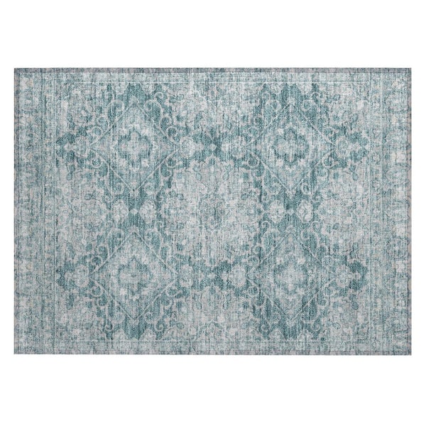 Chantille Machine Washable Indoor/Outdoor Abstract ACN3164 Teal 2 ft. x 3 ft. Accent Rug
