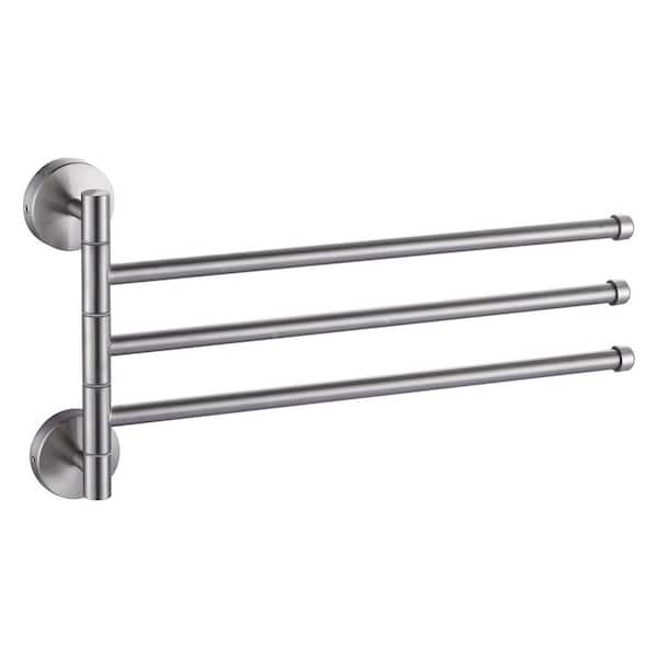 IVIGA 13.2 in. Wall Mounted 3-Arm Swivel Towel Bar Stainless Steel Bathroom Towel Rack Holder in Brushed Nickel