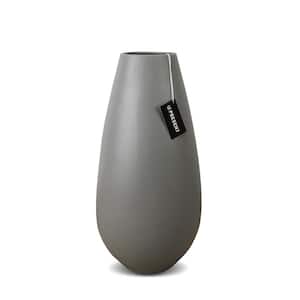 Drop Wide Tall Ceramic Vase In Light Gray Matte 13.7 in. Height