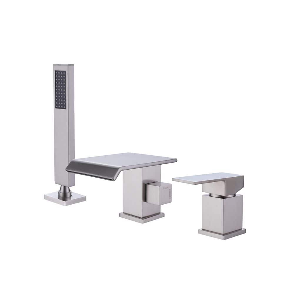 Bathtub 1 Handle Bidet Faucet with Sprayer, with Hand Shower Deck Mount Waterfall Tub Spout Set in Silver price history on PriceWatchPro