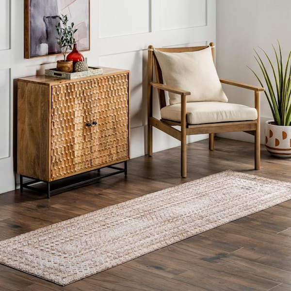 Carley Machine Washable Geometric Beige 2 ft. 6 in. x 8 ft. Runner Rug