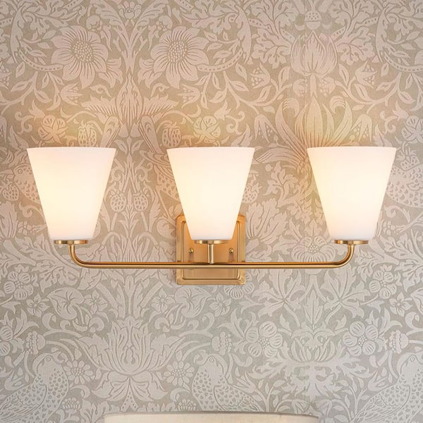 David Modern 24 in. 3-Light Gold Bathroom Vanity Light Fixture