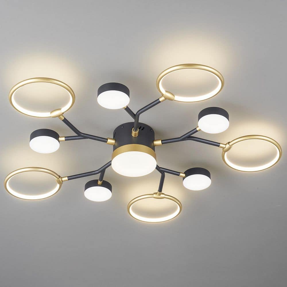 ZHLWIN Home Lighting 40 in. 11-Light Black and Gold ‎Painted LED