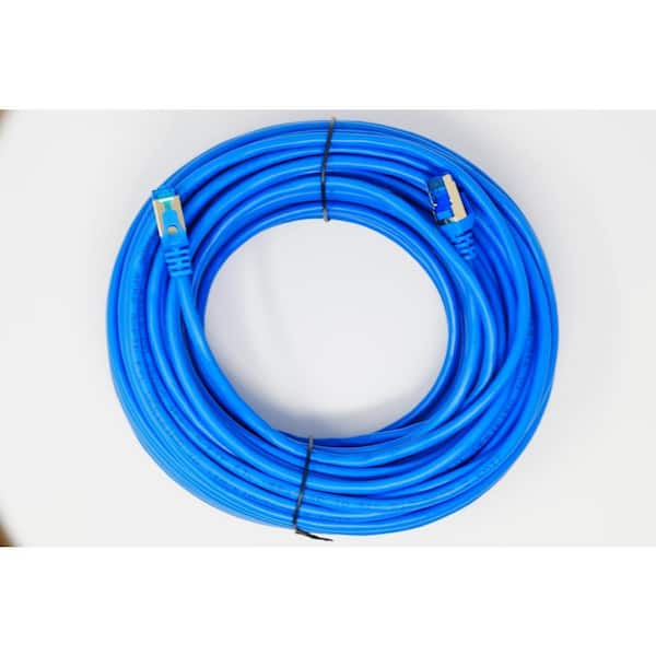 QG CAT 7R S/FTP Ethernet Cable Length 100 ft. - 26 AWG, 10 Gbps, Gold Plated Contacts, RJ45, 99.99% OFC Copper, Blue