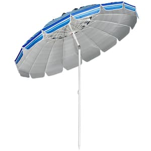 8 ft. Portable Beach Umbrella with Sand Anchor and Tilt Mechanism for Garden and Patio in Navy