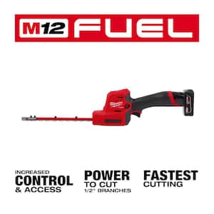 M12 FUEL 8 in. 12V Lithium-Ion Brushless Cordless Hedge Trimmer Kit w/4.0 Ah & 2.0 Ah Battery and Charger