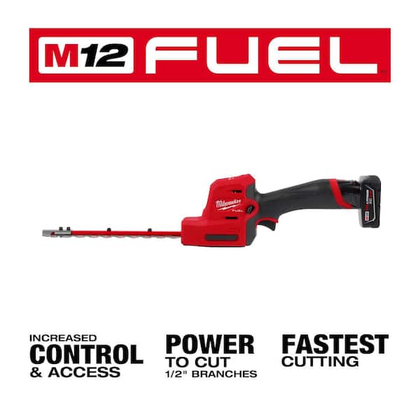 M12 FUEL 8 in. 12V Lithium-Ion Brushless Cordless Hedge Trimmer Kit with 4.0 Ah, 2.5 Ah Battery and Charger
