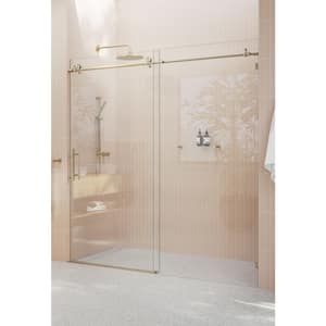Eclipse 68 in. to 72 in. W x 78 in. H Frameless Sliding Shower Door in Brushed Bronze with Handle