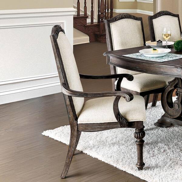 Furniture Of America Willadeene Natural, Padded Dining Arm Chairs