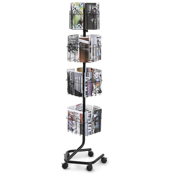 VEVOR Magazine Display Stand, 4-Tier Brochure Display Rack, 32-Pockets Magazine Rack Holder Stand for Postcards 360° Spinning