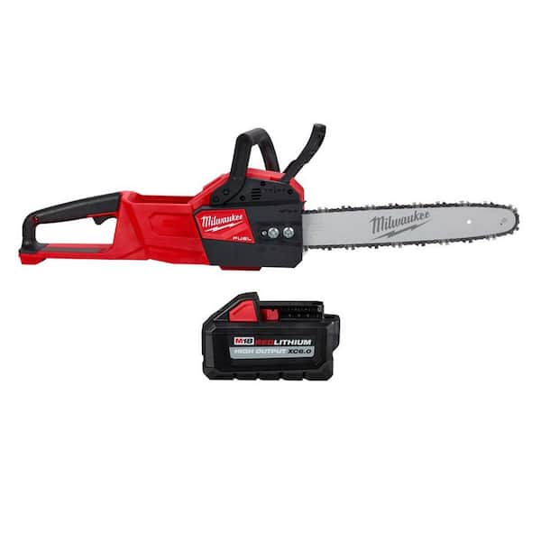 Milwaukee M18 FUEL 14 in. 18-Volt Lithium-Ion Brushless Battery Electric Chainsaw and 6.0 Ah High Output Battery
