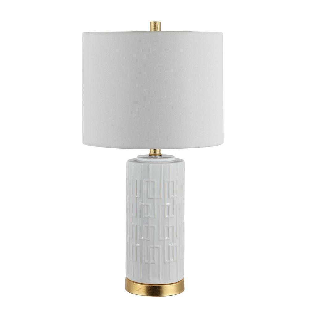 Phoenix White Ceramic 25-inch Table Lamp with Gold Accents