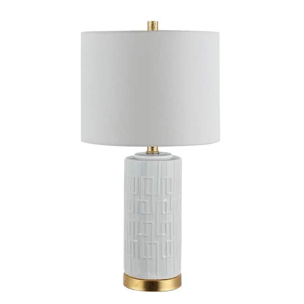 SAFAVIEH Pehonix 25 in. White Table Lamp with White Shade