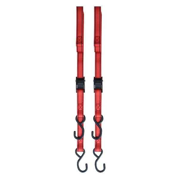 Husky 10 ft. x 1 in. Cam Buckle Tie-Down Straps with S Hook (2-Pack) FH0904  - The Home Depot