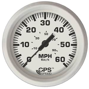 Dress Speedometer GPS Studded 4 in. - White, 60 MPH