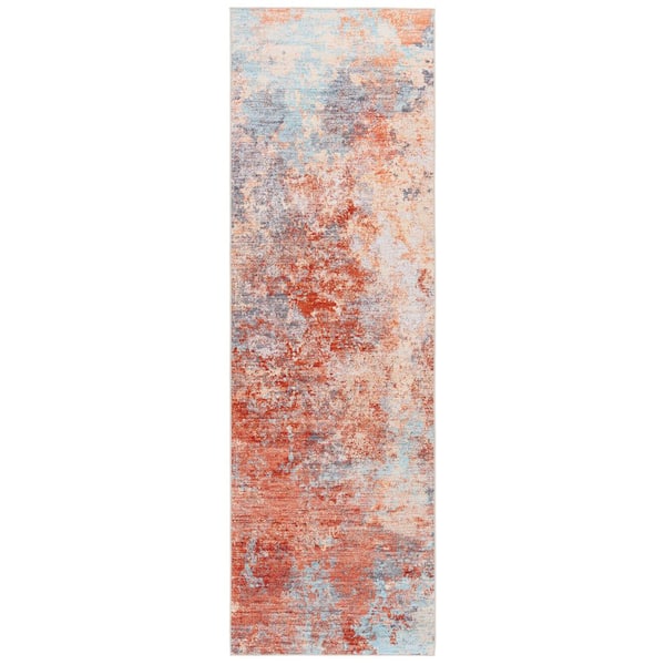 SAFAVIEH Tacoma Rust/Aqua 3 ft. x 6 ft. Machine Washable Distressed Gradient Runner Rug