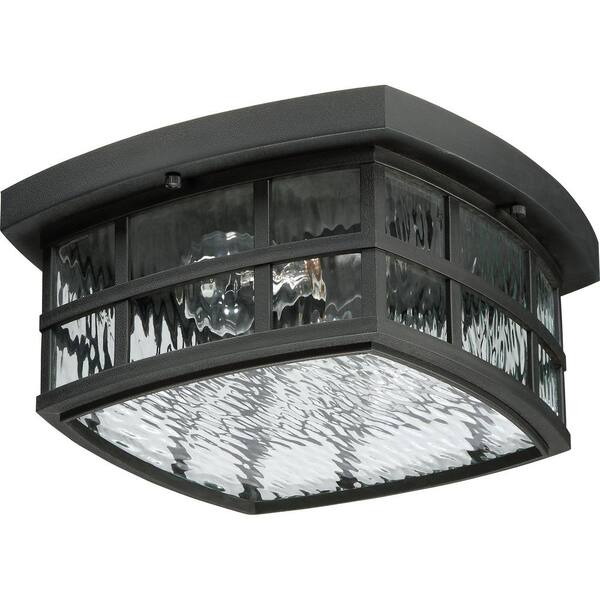 Quoizel Stonington 12-in W Mystic Black Outdoor Flush Mount Light Quoizel Stonington 12-in W Mystic Black Outdoor Flush Mount Light