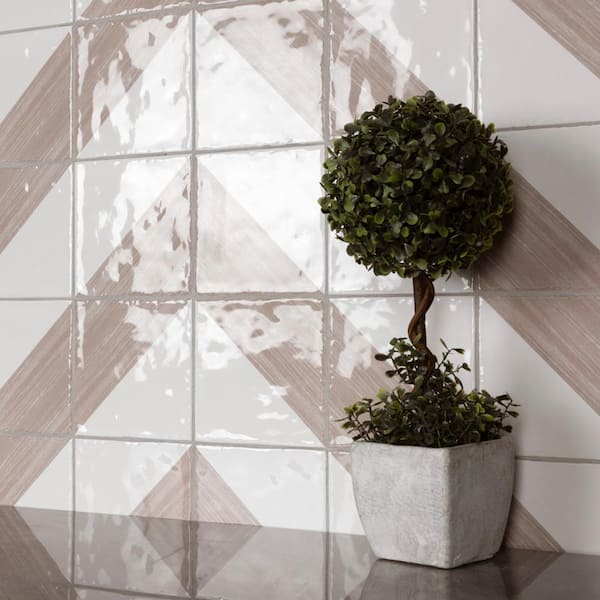 Triangle Rustique Glossy Taupe 5-3/4 in. x 5-3/4 in. Ceramic Wall Tile (7.5 sq. ft./Case)
