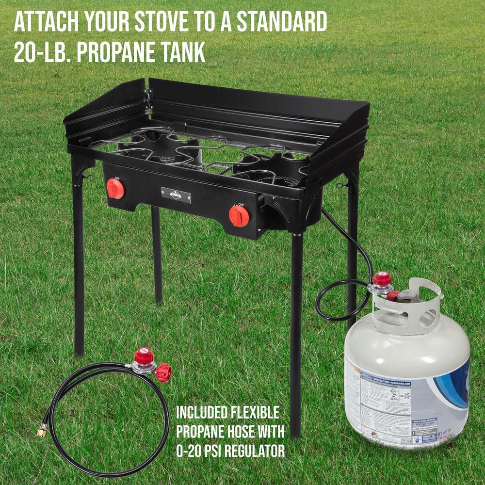 Hike Crew Black Cast Iron Double Burner Gas Camping Stove