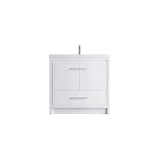 VSB 35.5 in. W x 19.75 in. D x 35 in. H Freestanding Bath Vanity with White Resin top in White