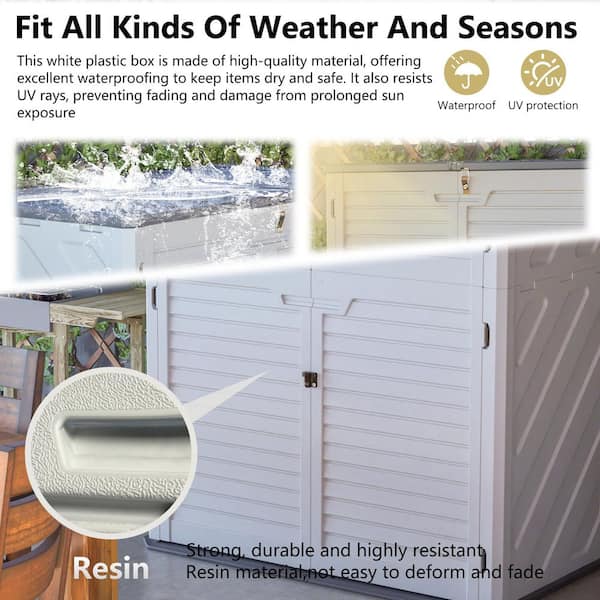 52.36 in. W x 29.7 in. D x 74.25 in. H White Plastic Outdoor