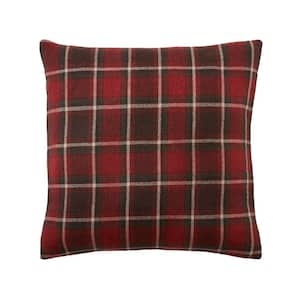 Red Plaid 18 in. x 18 in. Square Decorative Throw Pillow