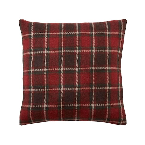 Home Decorators Collection Red Plaid 18 in. x 18 in. Square Decorative Throw Pillow