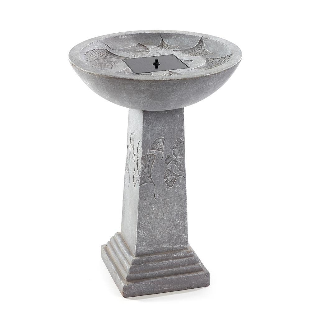 UPC 840594000112 product image for Gingko Weathered Stone IntelliSolar Birdbath with Remote | upcitemdb.com