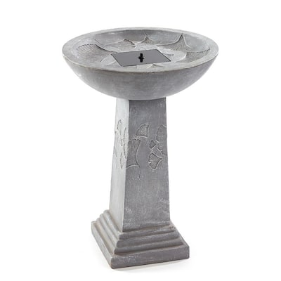 Gingko Weathered Stone IntelliSOLAR Birdbath with Remote