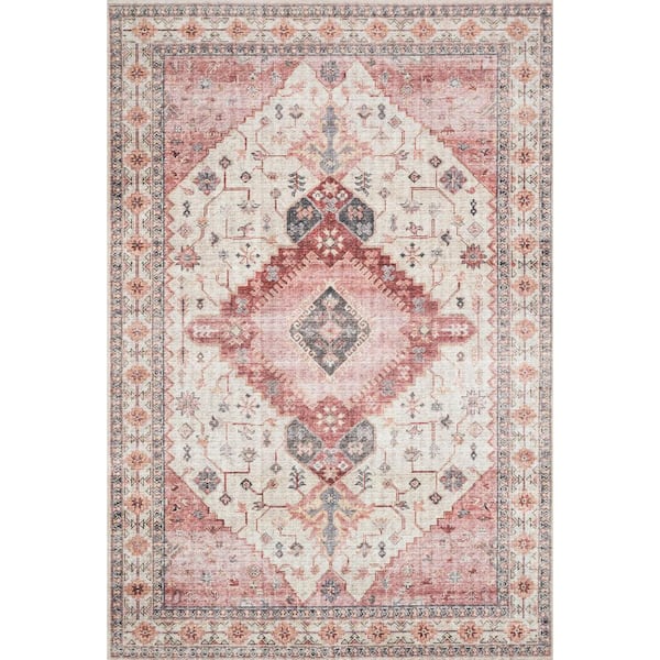 Skye Ivory/Berry 2 ft. 3 in. x 3 ft. 9 in. Printed Boho Vintage Area Rug