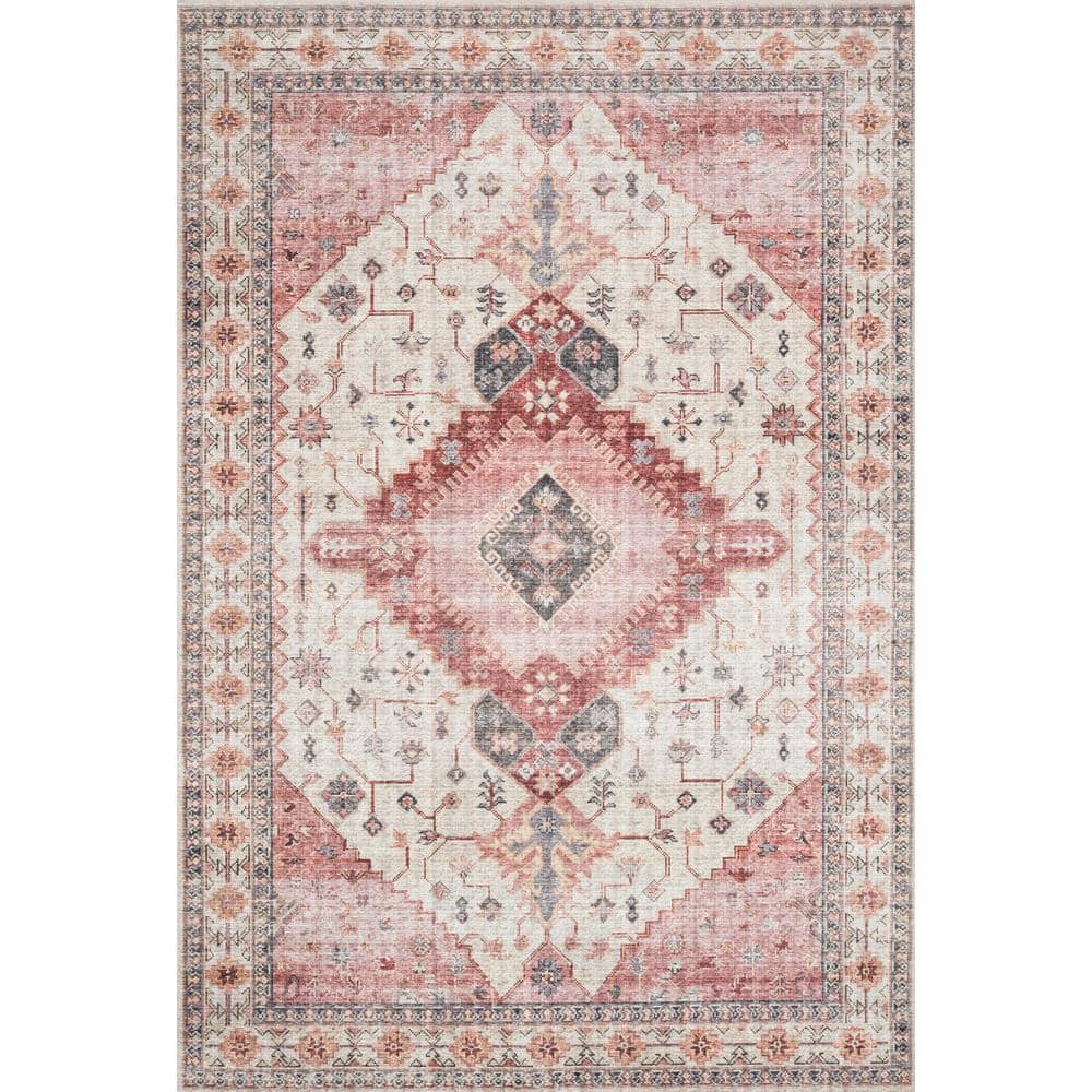 Ivory and Berry 9' x 12' Wool Blend Rectangular Area Rug