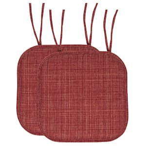 Aria Memory Foam Square Non-Slip Indoor/Outdoor Chair Seat Cushion with Ties, Burgundy (2-Pack)