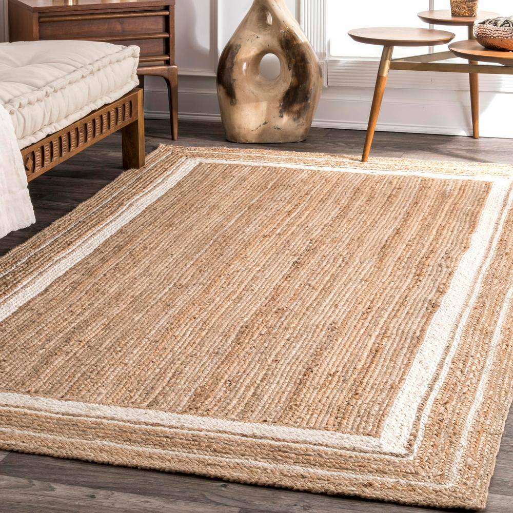 Saturn Navy Braided Square Jute 9' x 12' Easy Care Rug