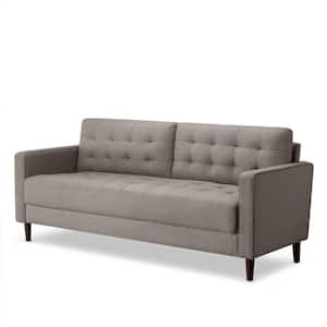 76 in. Round Arm 3-Seater Sofa in Stone Grey