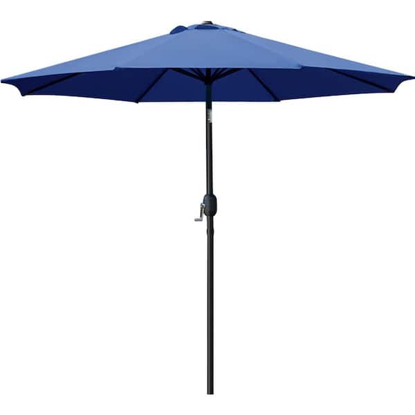 Unbranded 9 ft. Aluminum Market Umbrella in Navy Blue with 8 Sturdy Ribs