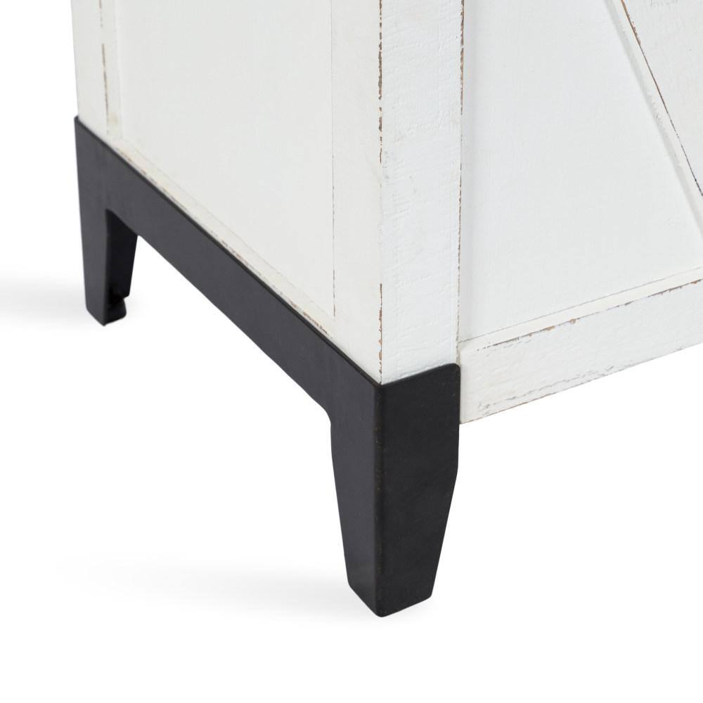 White and Black Wood Side Table with Storage