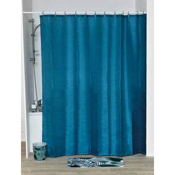 79 In Pea Blue Polyester Design S Fabric Shower Curtain Set With 12 Matching Rings 1204119 The Home Depot S Fabric Shower Curtain Set, Fabric Shower Curtain Sets